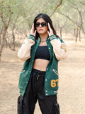 Bottle Green P Varsity Jacket