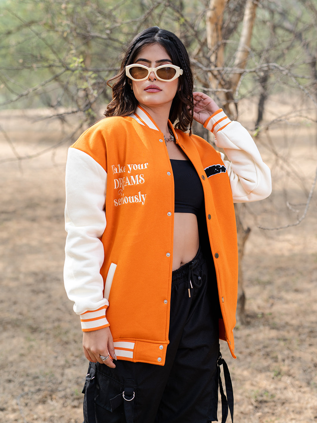 Orange Bones Varsity Jacket