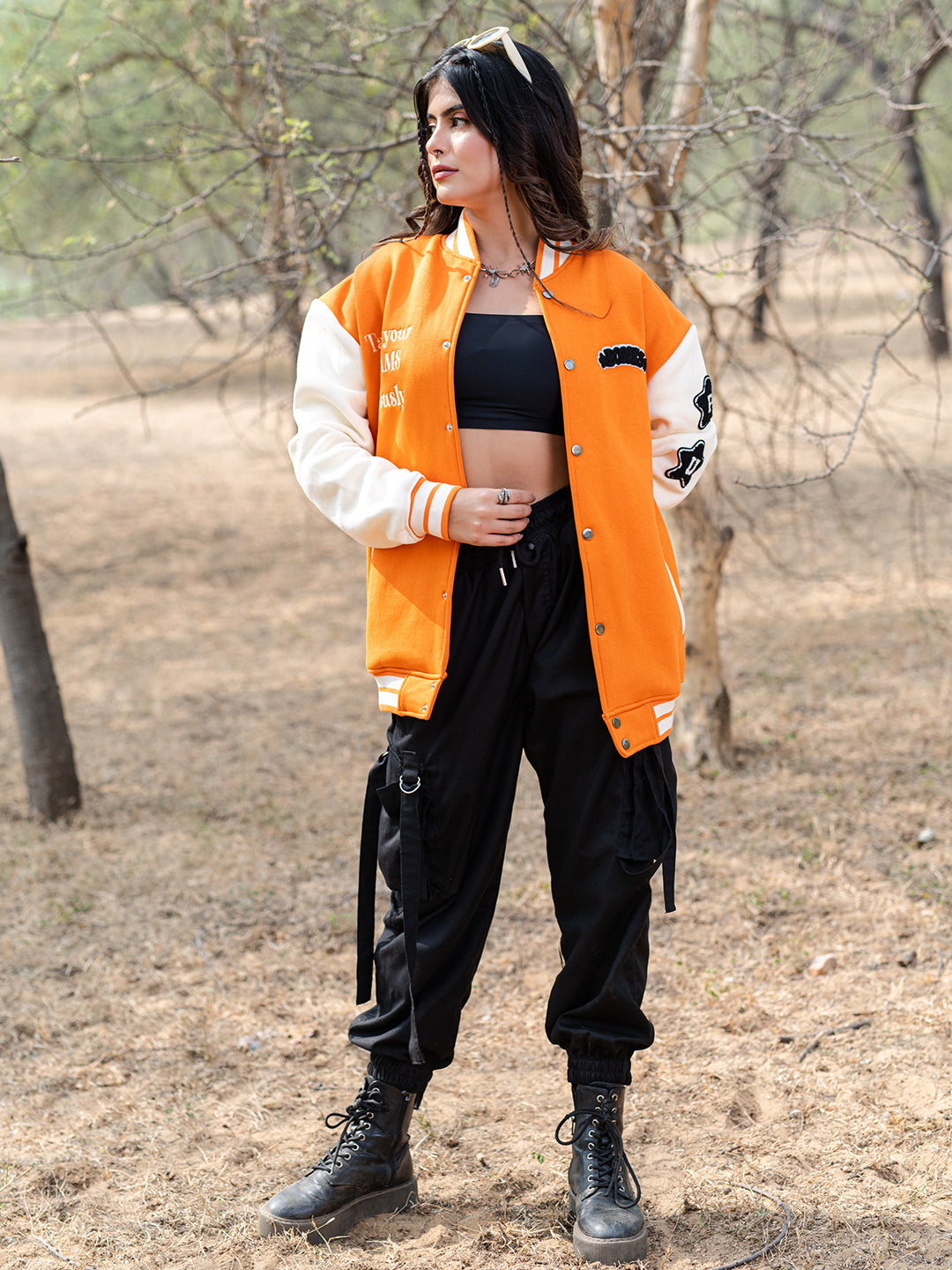 Orange Bones Varsity Jacket