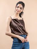 Brown cowl neck cami top