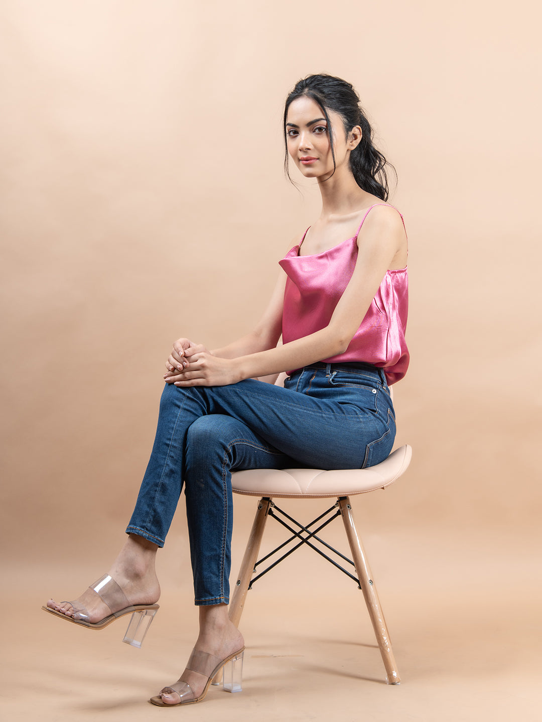 Pink it cowl neck cami top