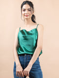 Bottle green cowl neck cami top