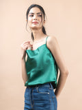 Bottle green cowl neck cami top