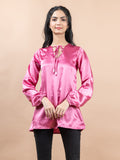 Pink Satin Full Sleeves Top