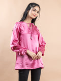 Pink Satin Full Sleeves Top