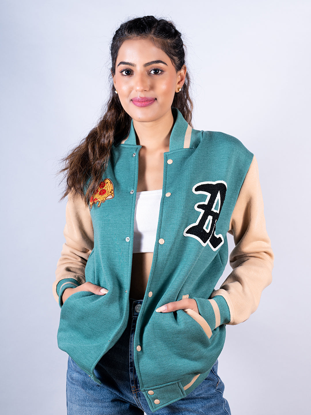 Pizza Sea Green LA Varsity Jacket