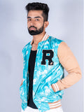 Sky Blue R Tie Dye Varsity Jacket